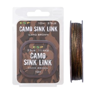 Plecionka przyponowa ESP Camo Sink Link 10m - Brown 25lb / 11,4 kg